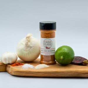 Casa Flake Chili Lime Seasoning bottle with ingredients
