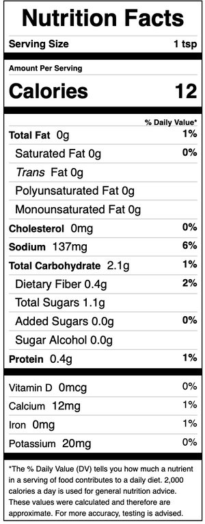 Japanese BBQ Seasoning Nutritional Facts
