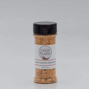 Spice jar labeled 'Casa Flake' on a gray background